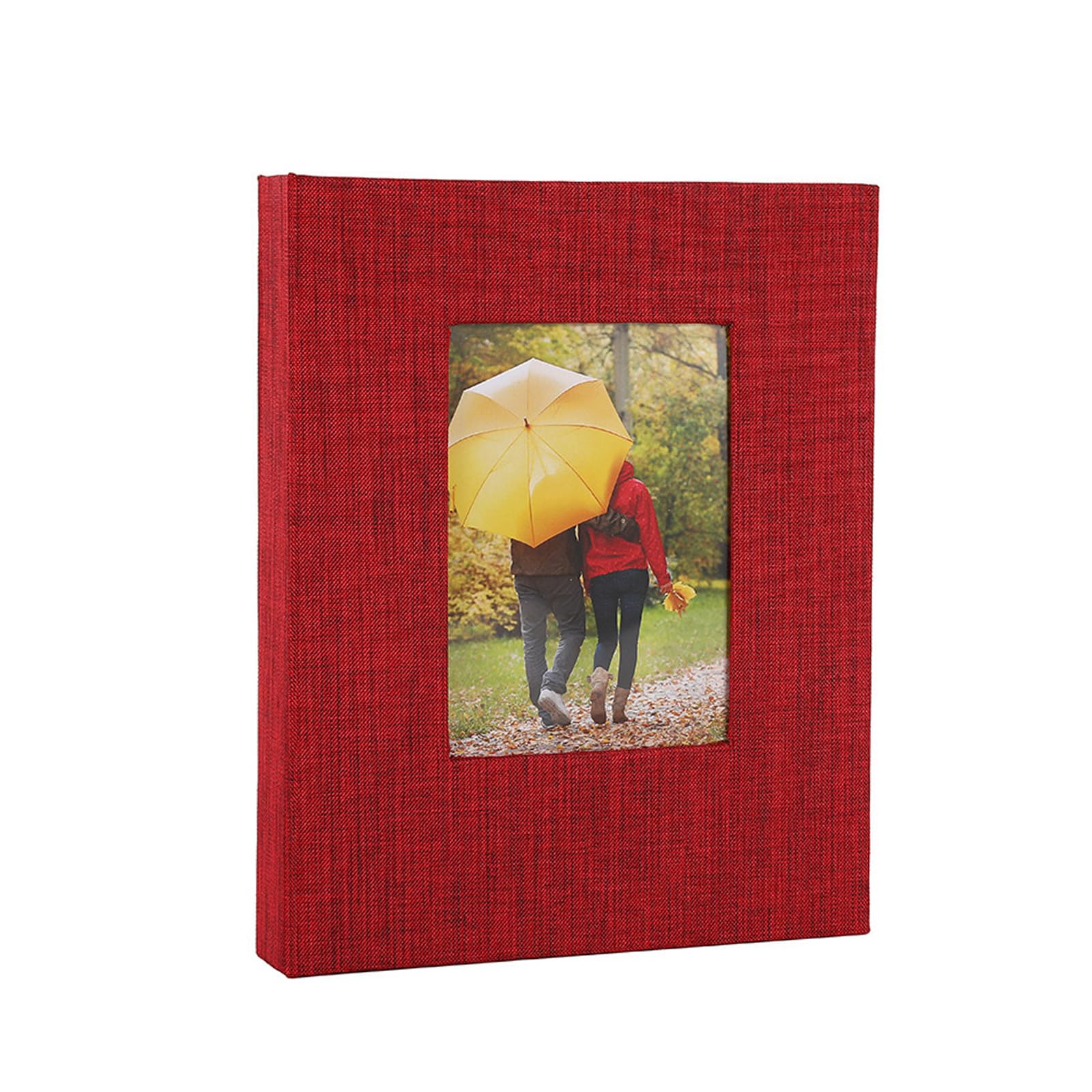 hogtnd Spacious 4x6 Photo Album with Linen Fabric Cover and Front Window for Photo Preservation, Family Wedding Anniversary Gift, Family Memory Album