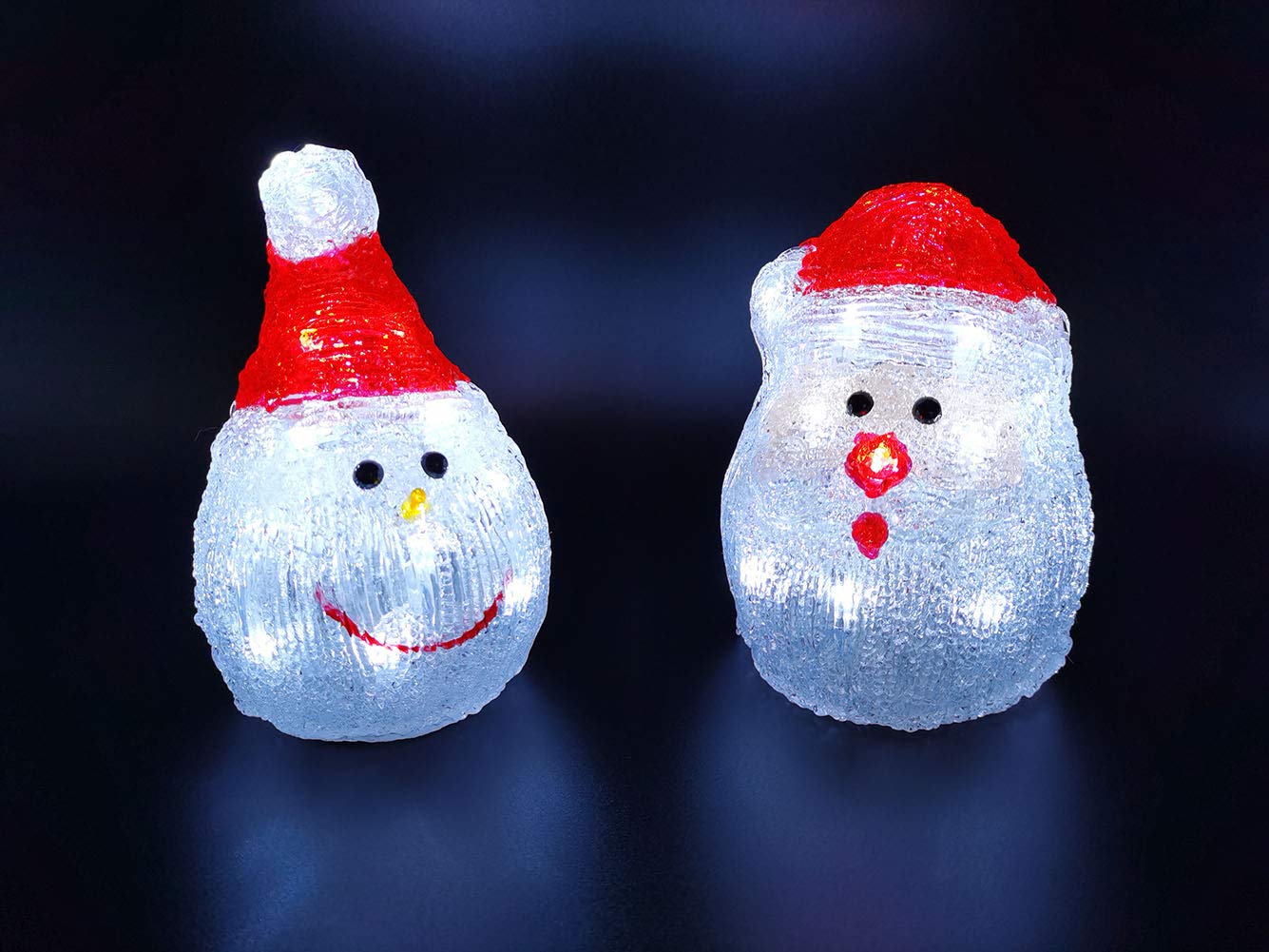 Acrylic Christmas Snowman Santa Decorations 2PCS Set Outdoor Indoor Led Lighted Tabletop Decorations Battery Operated G-B002A