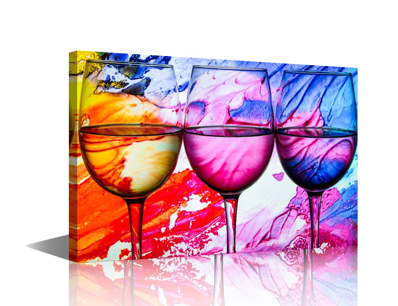 TISHIRON 1 Piece Wall Art Wine Glass Pictures Drinks Art Prints for Wall Decor Framed Wall Art Canvas Artwork Alcohol Drinks Party Decoration Bar Pub Dining Room Wall Decor 18x12 in