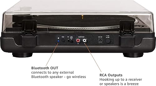 Miniatura 4 de Crosley T400D-BK Tocadiscos con Bluetooth de 2 velocidades totalmente automático con preamplificador integrado, color negro