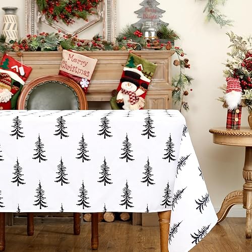 ARKENY ATC474-84 - Mantel de Navidad rectangular de 60 x 84 pulgadas, decoración de festividades para interiores y exteriores, decoración de