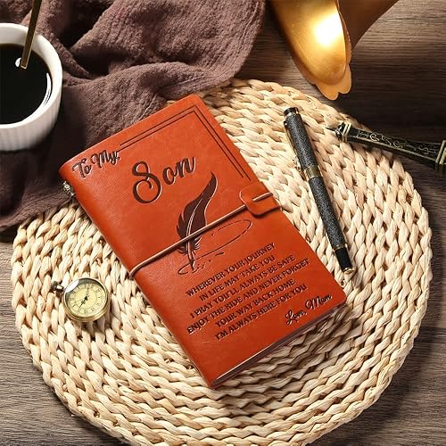 Miniatura 3 de Diario de cuero de mamá To My Son - Un cuaderno del amor de mamá por el hijo Hecho a mano personalizado de cuero recargable diario diario diario