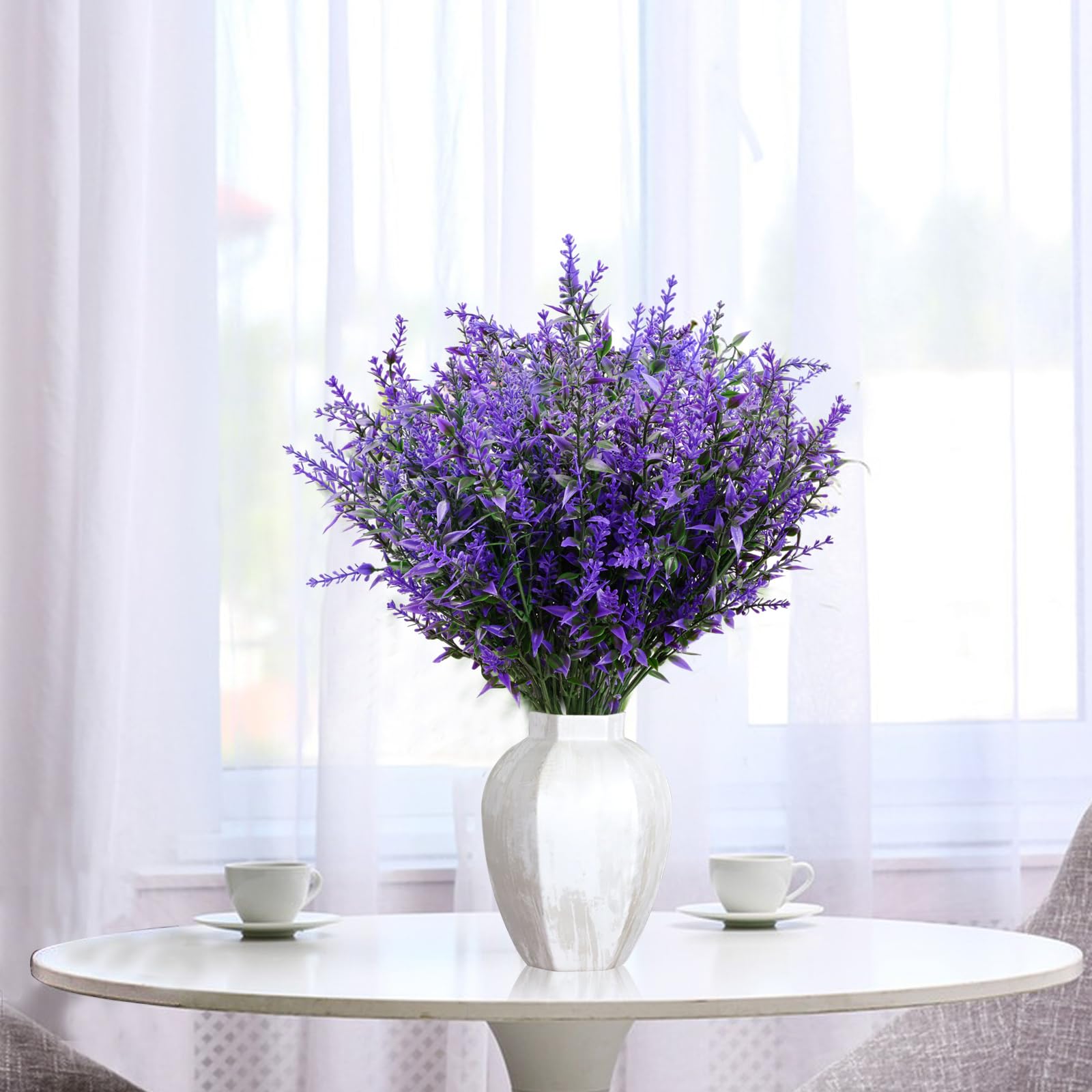 10 Fleurs Artificielles Lavande Eteamcan - Plastique Résistant - Pour Extérieur Et Intérieur