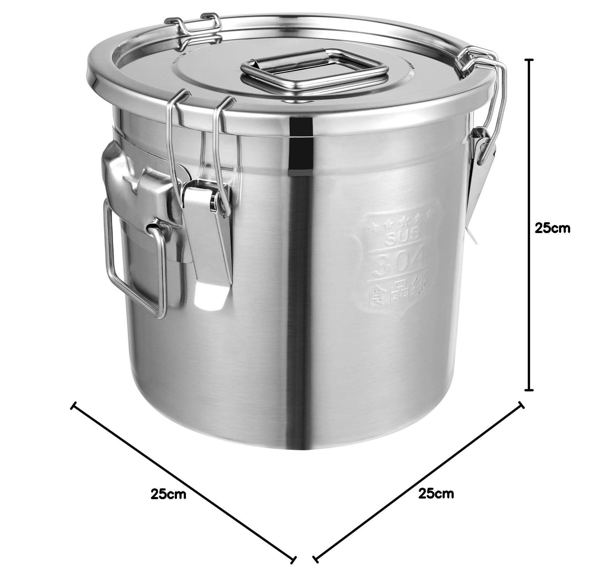 Cubo de acero inoxidable con tapa Granos enteros Granos de café o té Contenedor de almacenamiento de alimentos 12L