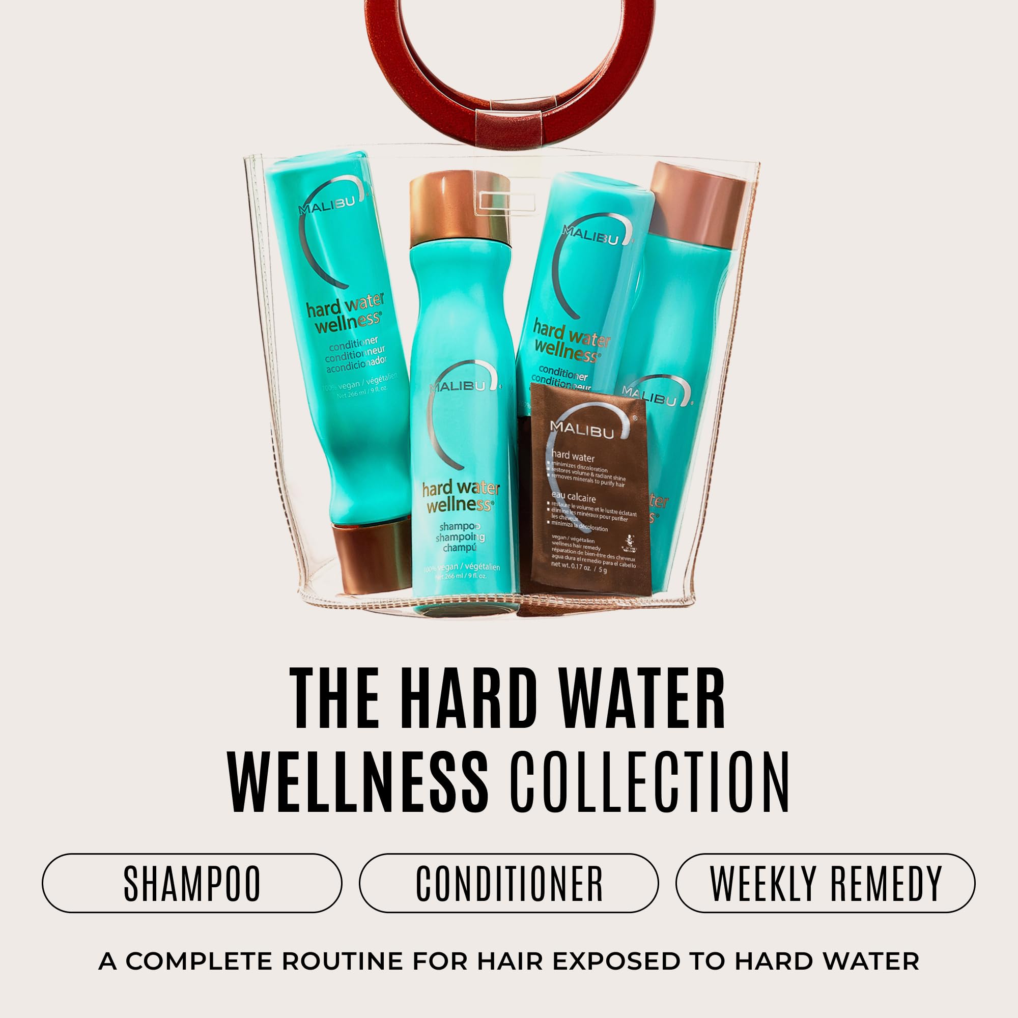 Malibu C Hard Water Wellness Collection Shampoo 266 ml + Conditioner 266 ml + Säckchen 4 x 5 g