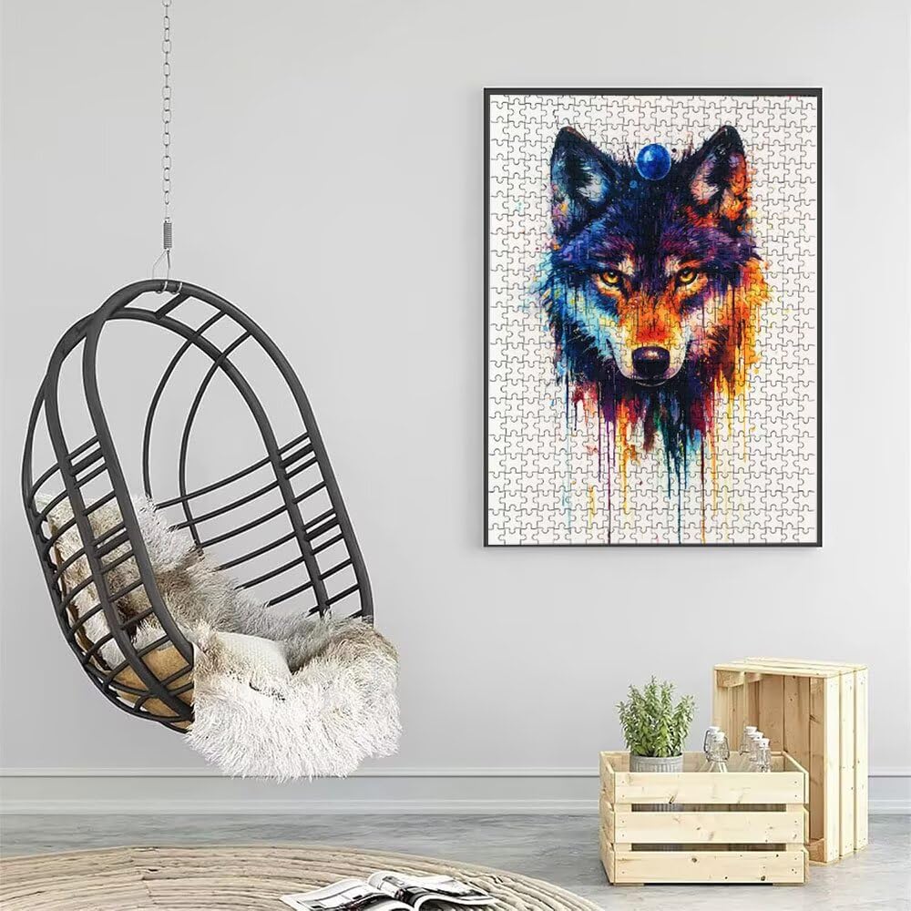 Puzzle 4000 sztuk, malowanie wilka puzzle dla dorosłych 4000, drewniane puzzle, klasyczne gry edukacyjne, niemożliwe wyzwanie, gry i zajęcia rodzinne, prezent kreatywności DX0YL11001