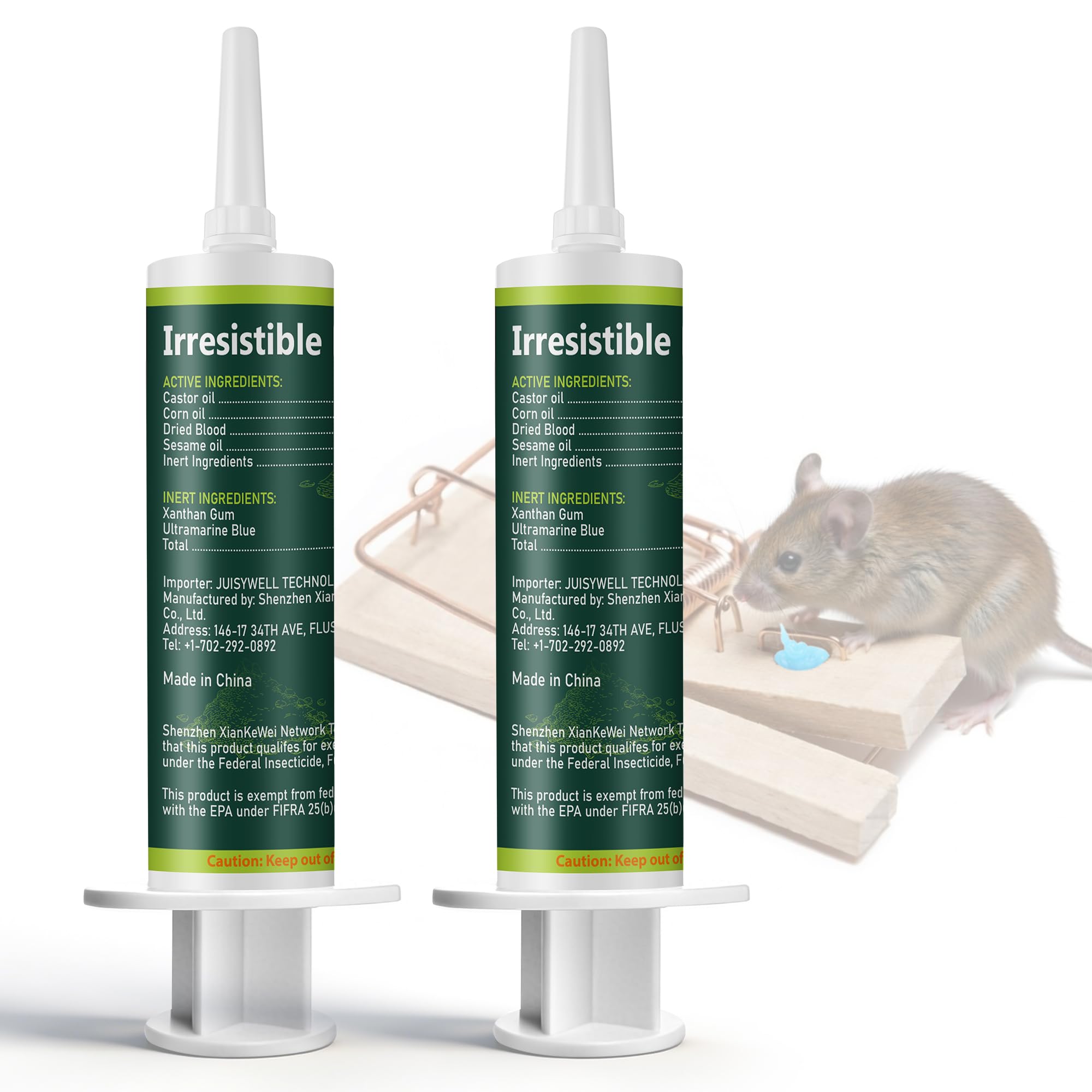 Qualirey Mouse Attractant Gel, Attractant Gel Bait for Mouse &amp; Rat Traps, Non-Toxic &amp; Safe, Compatible with Snap Traps &amp; Glue Boards, Ready to Use(2 Tubes X 1 oz)