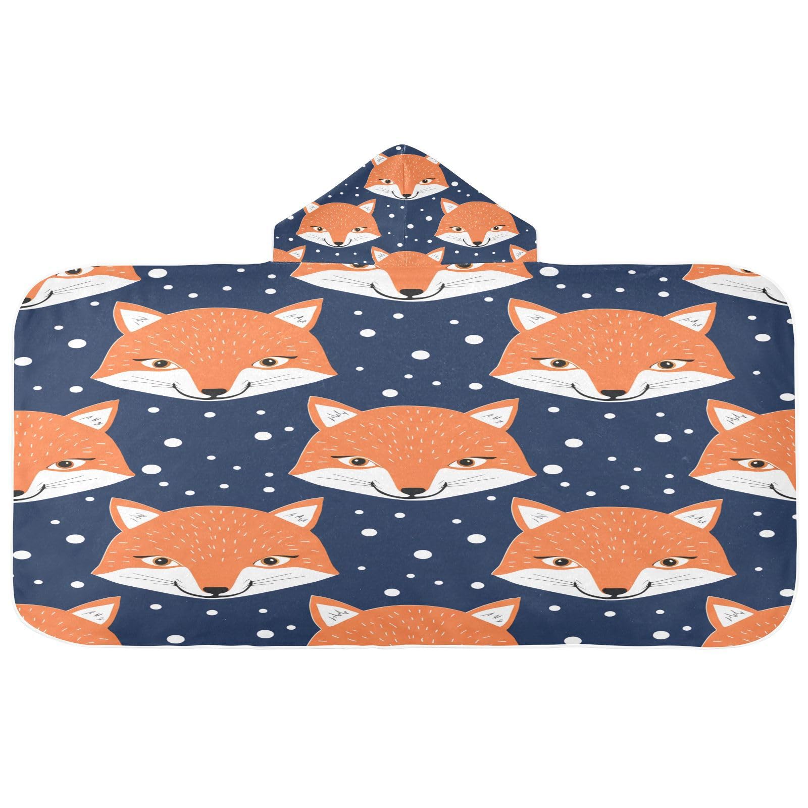 Nesatuwa Hooded Towel for Kids,Starry Fox Kids Beach Bath Towels Soft Absorbent Quick Dry Poncho Towel for Girls Boys