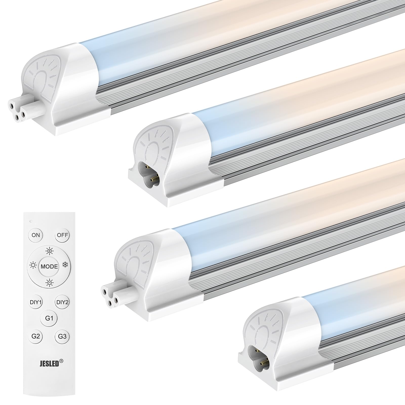 JESLED LED Shop Lights 4FT with Remote, 45W 5400LM Dimmable ETL 4