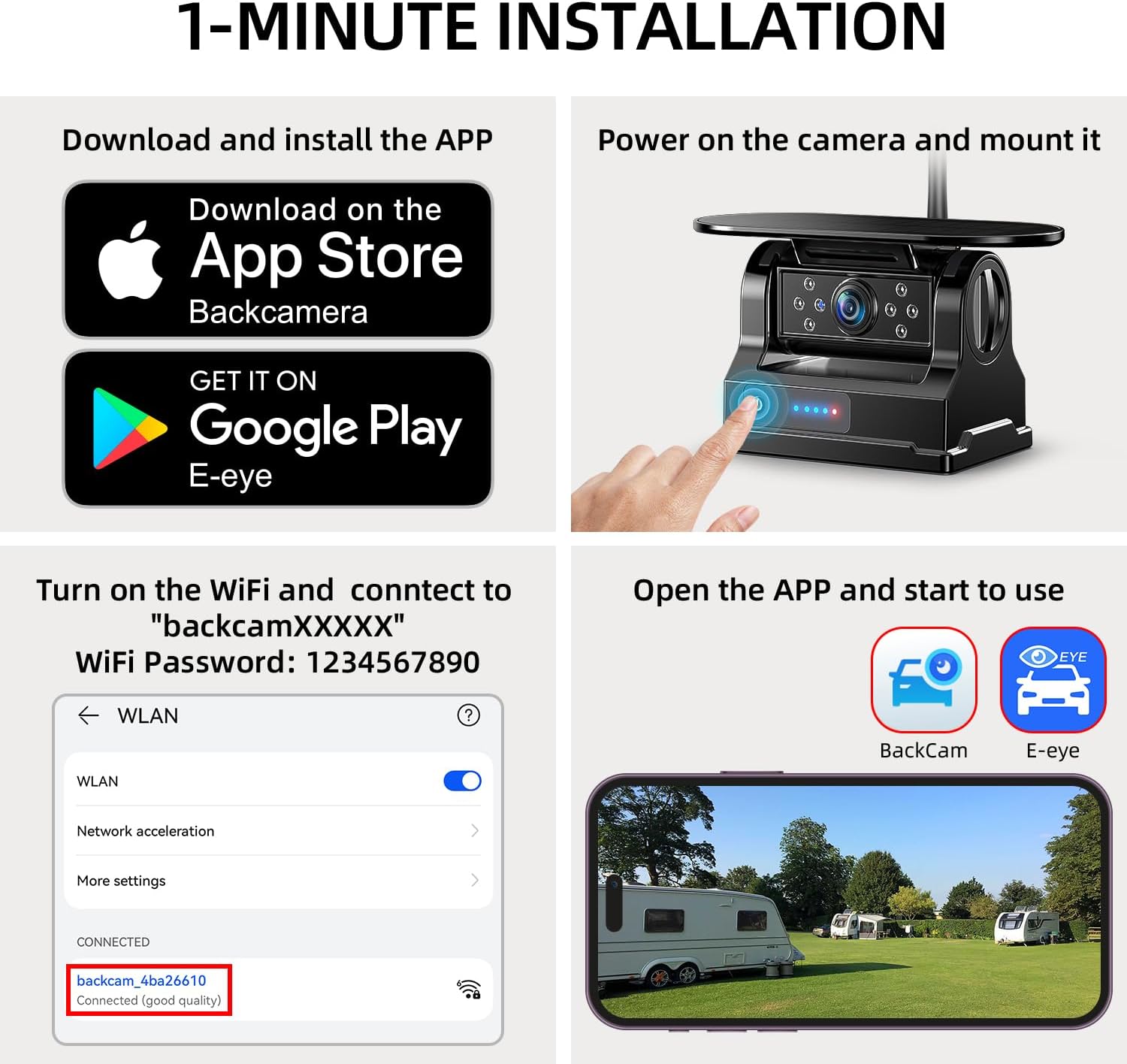 eRapta Wireless Backup Camera ERT11 3.0 App Installation Steps