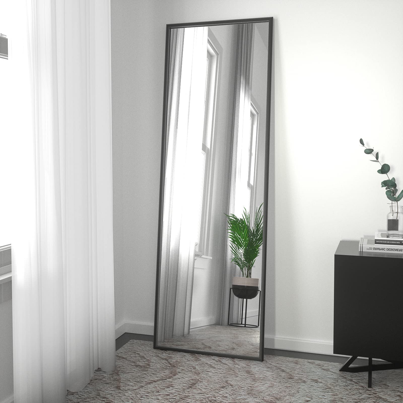 BEAUTYPEAK Black Full Length Mirror, 65"x22" Floor Mirror, Standing Hanging or Leaning Against Wall Standing Mirror Full Length for Living Room, Bedroom