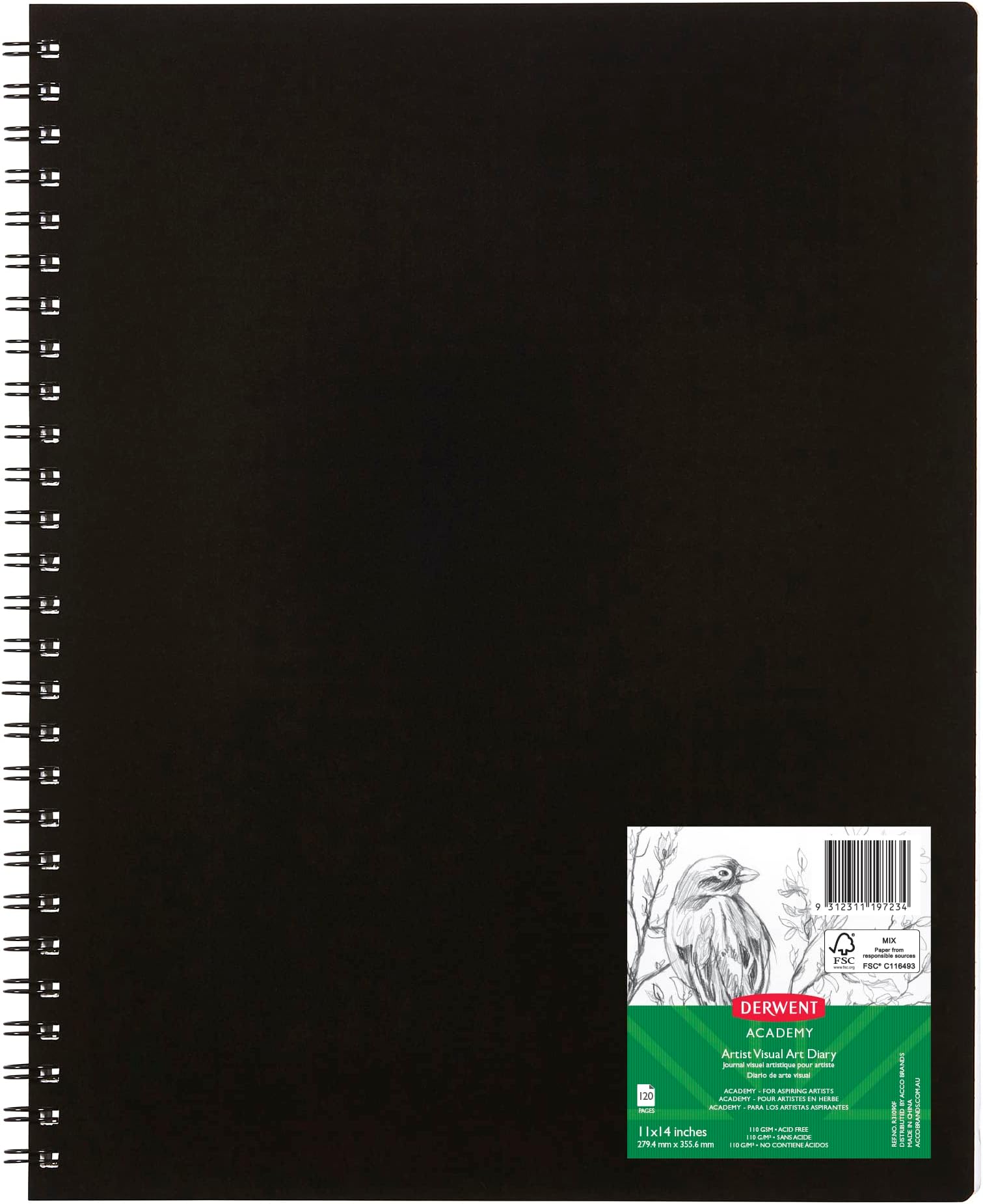 Derwent Academy Visual Art Diary Sketch Book 120 Pages, 110 GSM (28 x 36 cm)