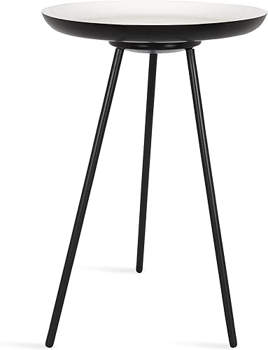 Kate and Laurel Laranya - Mesa auxiliar moderna, 15 x 15 x 22.5 pulgadas, color blanco y negro, excelente mesa auxiliar para sofá y acento decorativo