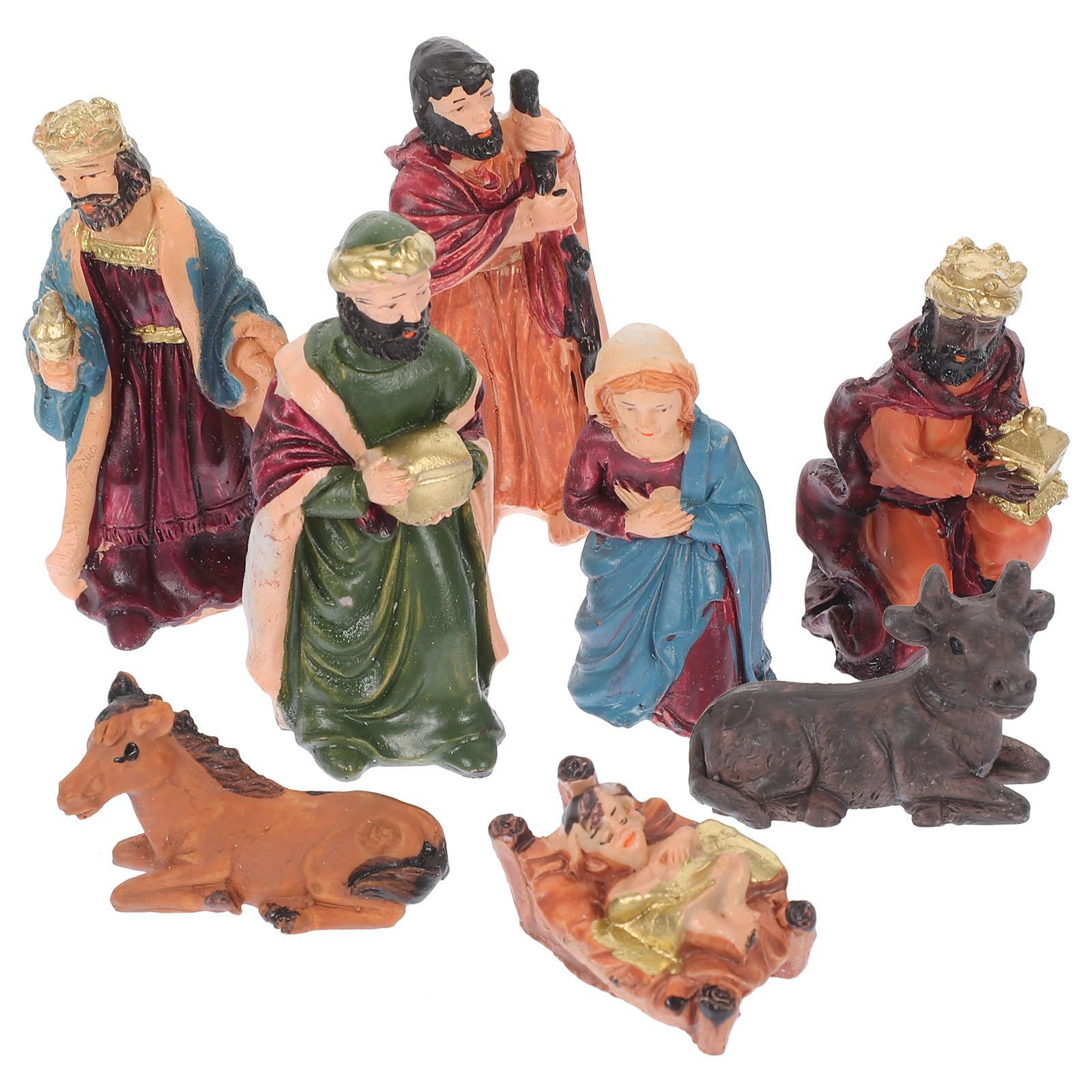 TOYANDONA 4 Sets Kleines Krippenset aus Kunstharz, für Büro und Kirche
