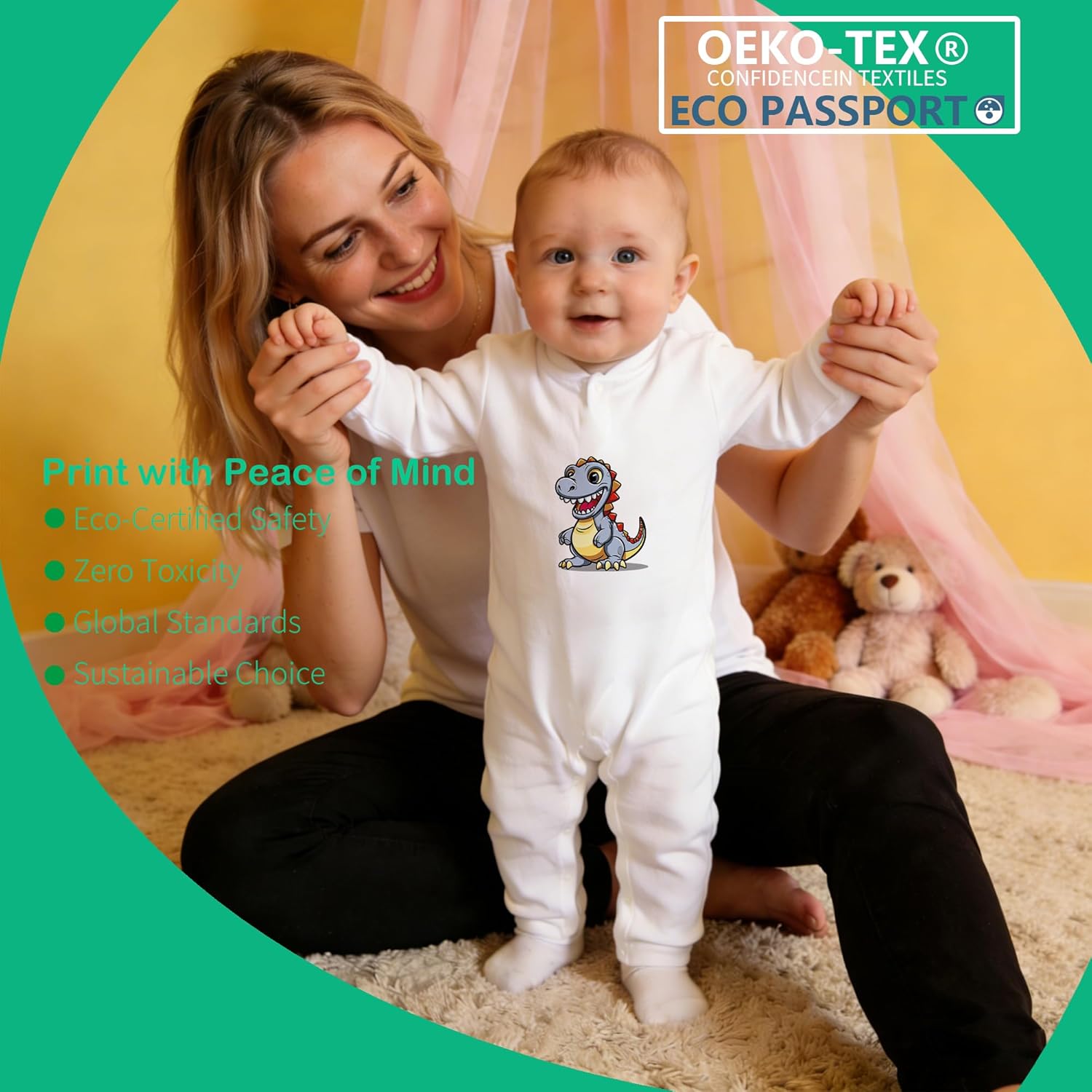 Lancelot DTF Ink 250ml×6 (CMYK+2W) - Vibrant Durable Anti-Clog PET Film Transfer Ink, Compatible with Pro Printers Featuring ET-8550/XP-15000/L1800/L805/R1390/R2400 Printheads.