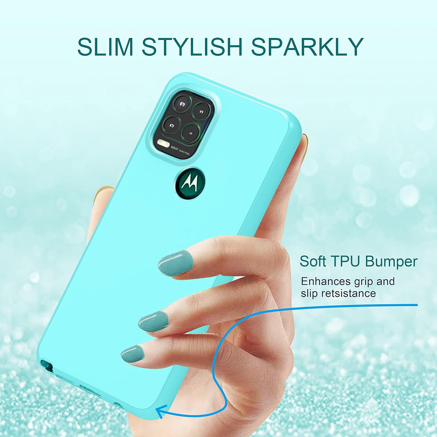 PULEN for Motorola Moto G Stylus 5G Case with Built-in Screen Protector,Rugged PC Front Cover + Soft Liquid Non-Slip Back Cover, Shockproof Full-Body Protective Case Cover - Green