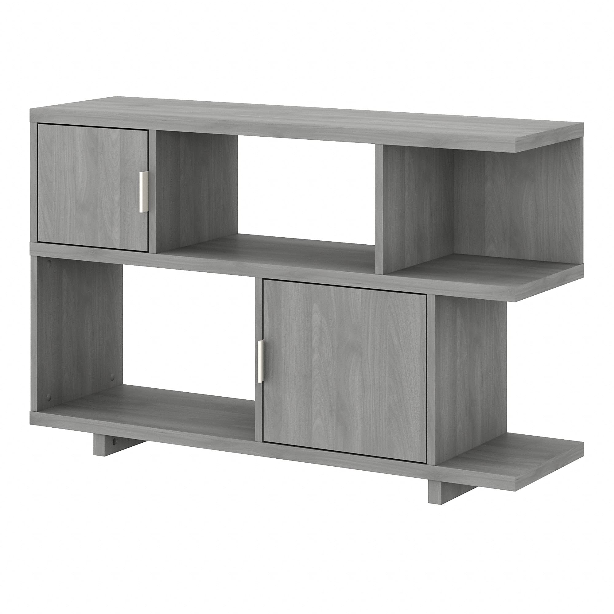 Bush Furniture Madison Avenue Low Geometric Bookcase with Doors in Modern Gray
