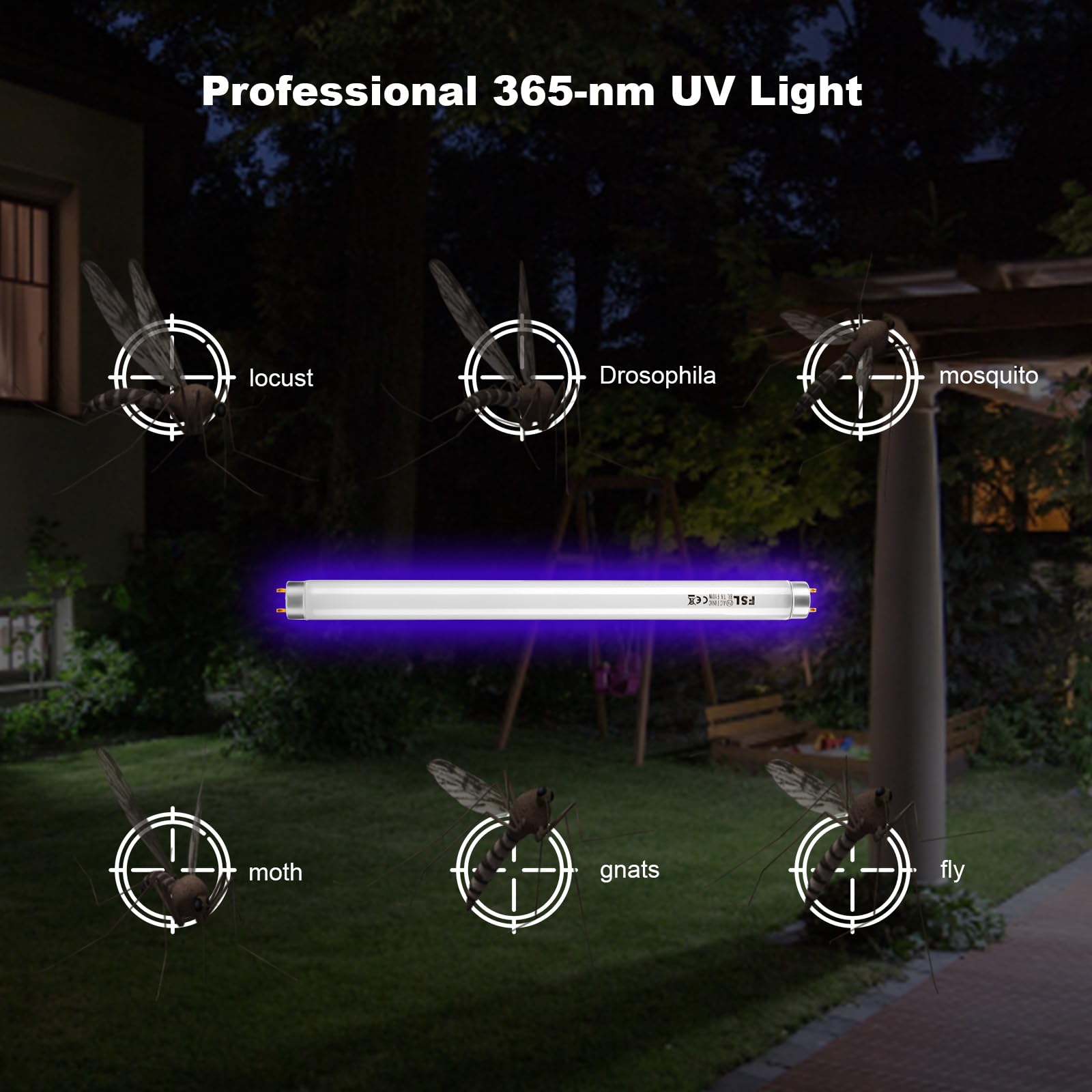 fraxinus FSL BL T8 F10W, 2 x 10W Lampadina UV Tubo, 13 in Ricambio Lampada per Zanzare, Luce Neon per 20W Zanzariera Elettrica/Ammazza Zanzare/Antizanzare/Cattura Insetti/Contro Mosche.