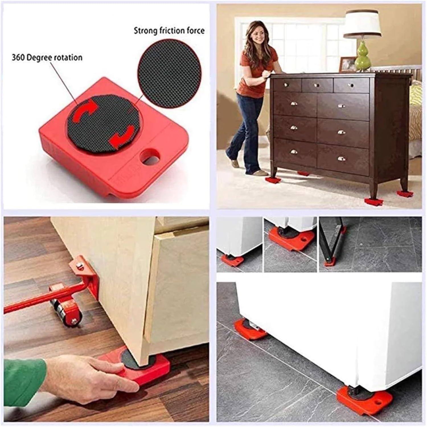 Furniture Mover with Wheels Heavy Duty Moving Lifter Ergonomic Handle and Slides Kit for Fish Tank(1PC Roller)