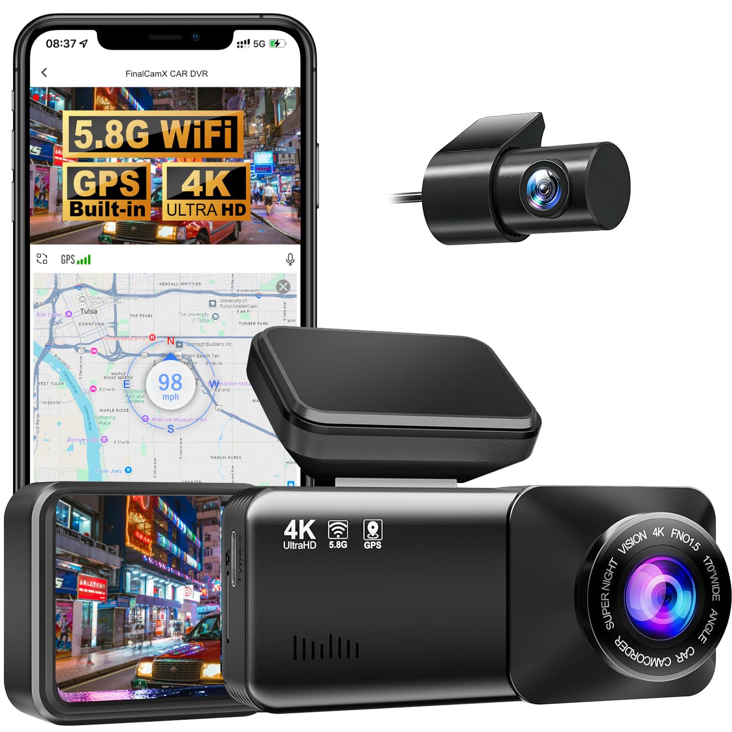 SWZEC Osmo Dashcam Pro Original with key features highlighted