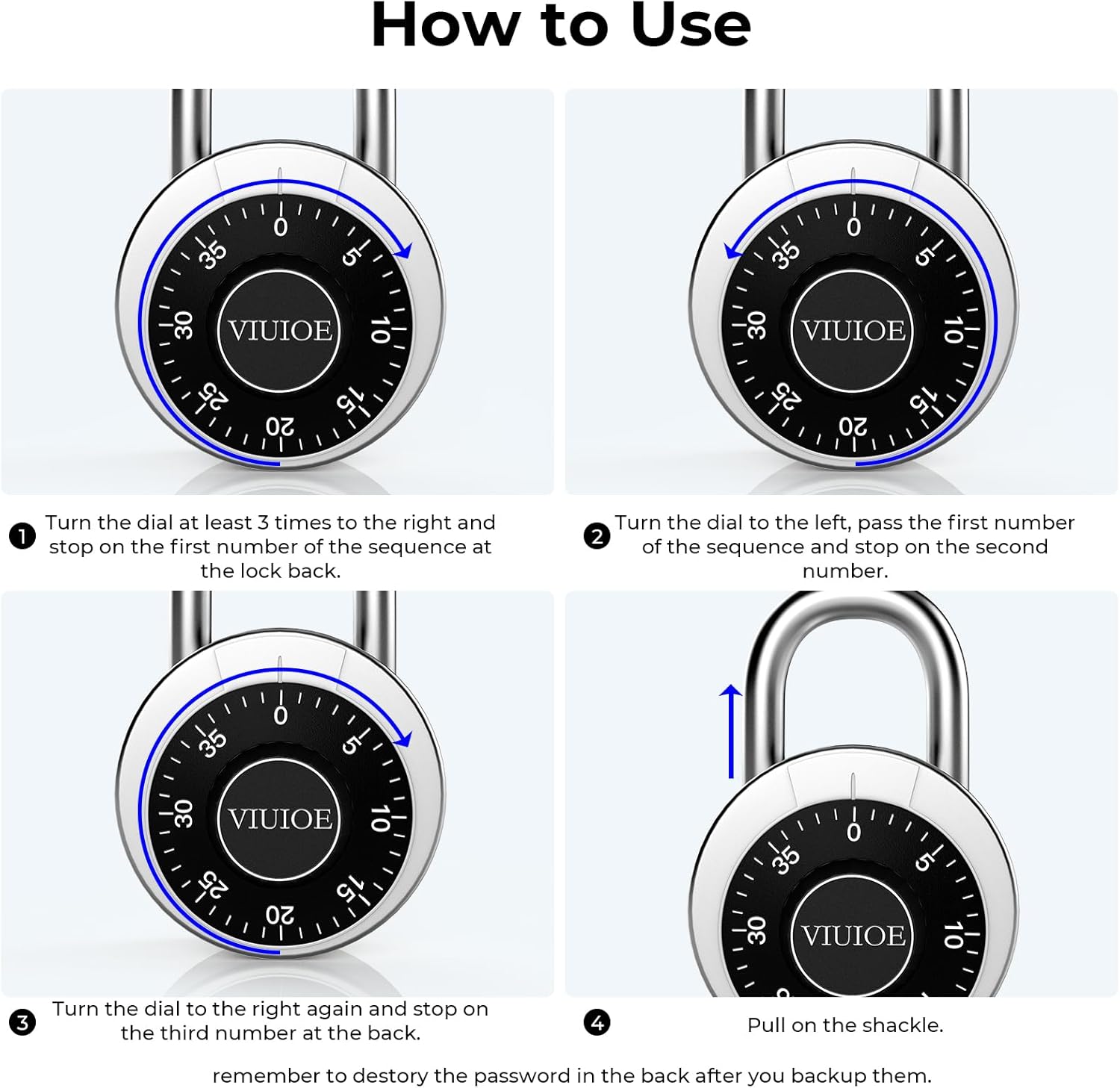 Dial Combination Lock - Padlock for Gym and School - 1 Pack, Black
