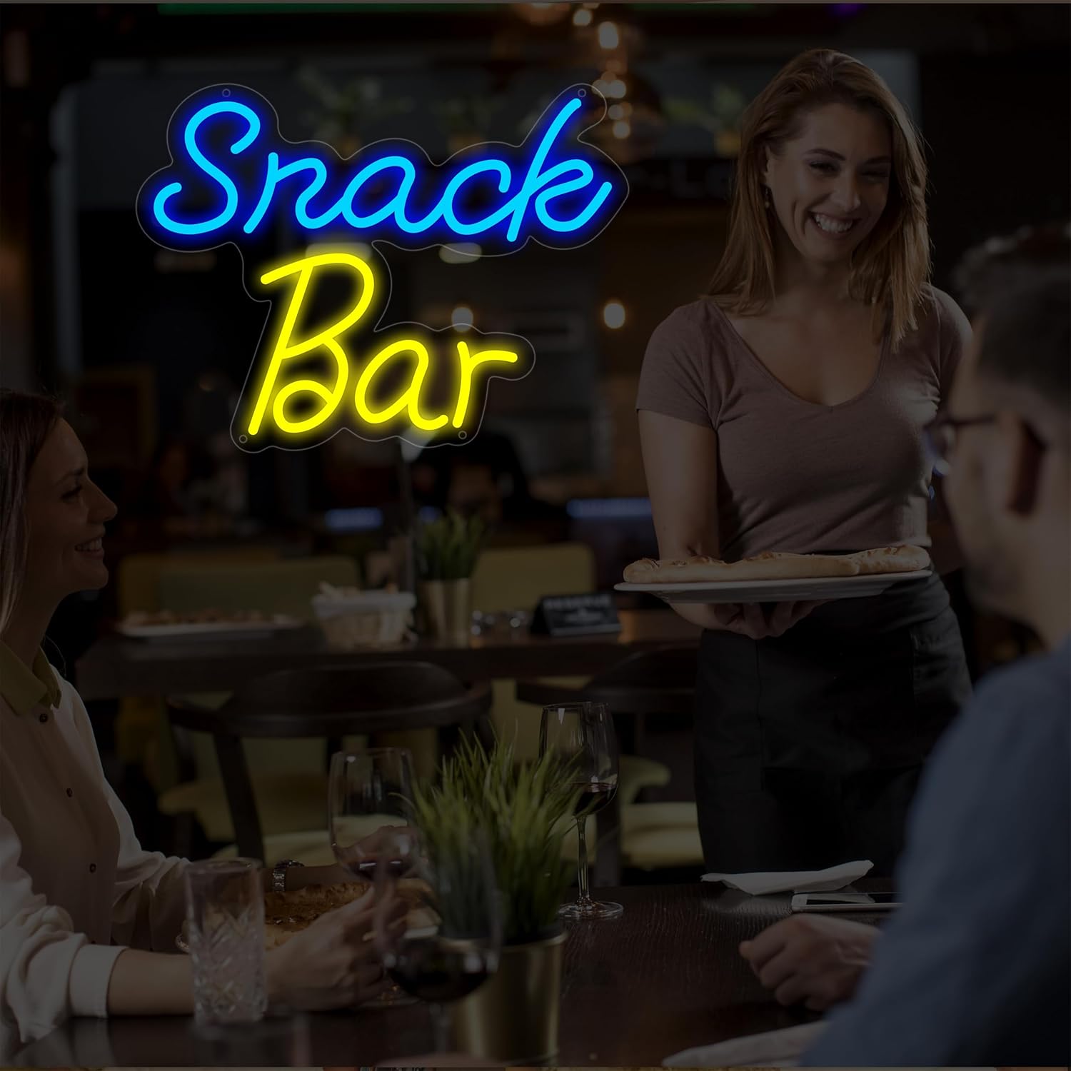Snack Bar Neon Sign for Wall Decor, USB Powered Snack Bar Led Sign, Reusable Snack Light Up Sign for Boys and Girls, Light Up Sign for Bedroom and Livingroom