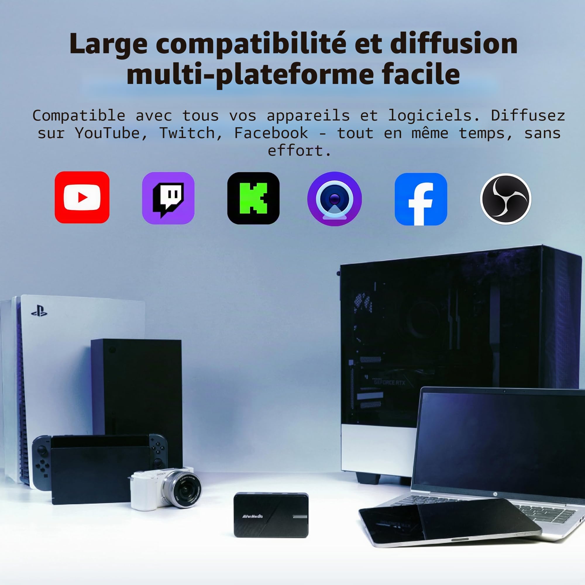 AVerMedia GC311G2 Streamline MINI+ Carte de capture pour streaming, passage HDR 4K60, enregistrement vidéo 1080p60, capture de jeu pour PS5, Xbox, Switch, PC, compatible avec Twitch, OBS, Windows, Mac