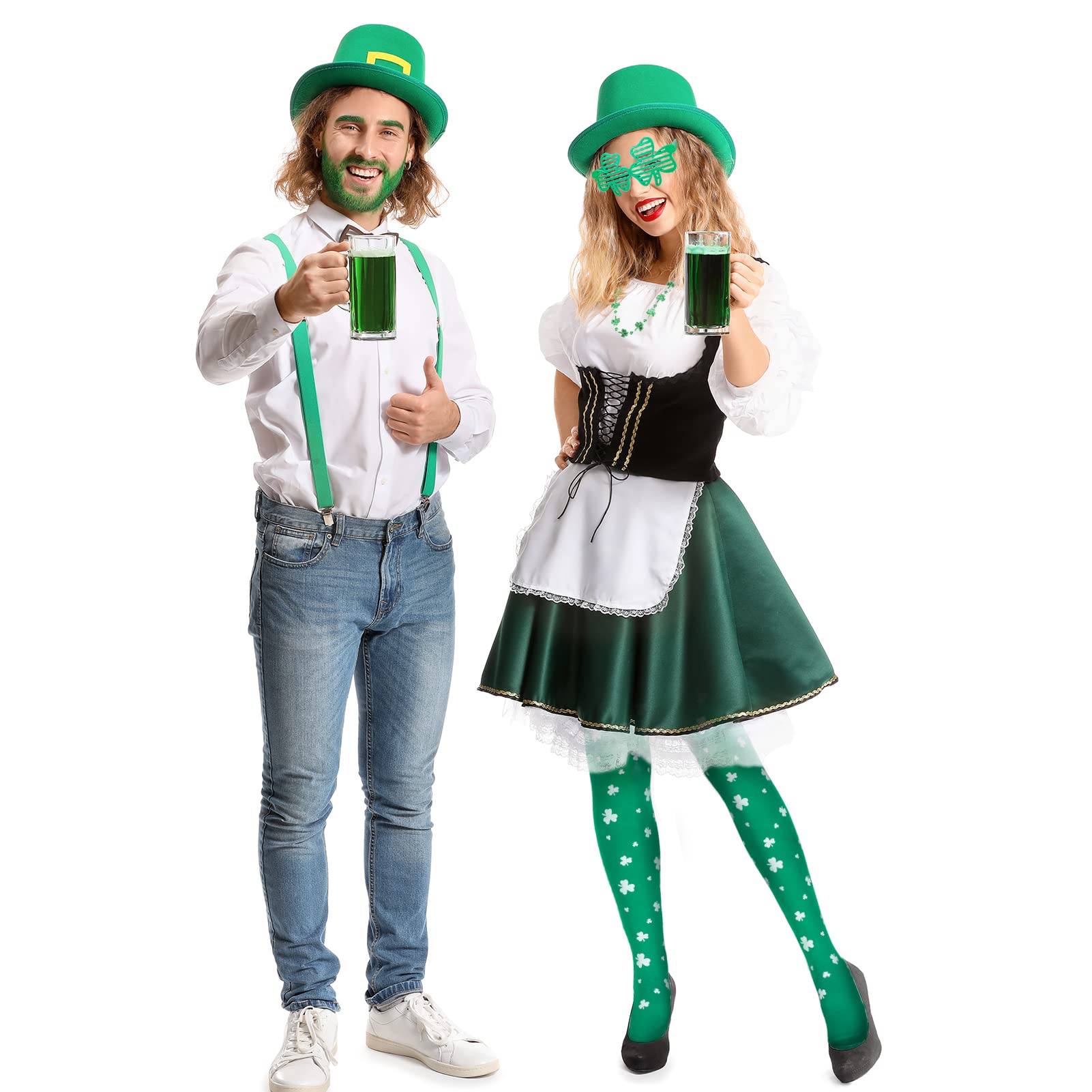 Qpout 16 Pièces Accessoires Saint-Patrick - Colliers Shamrock, Lunettes Et Bandeaux - Décoration Fête