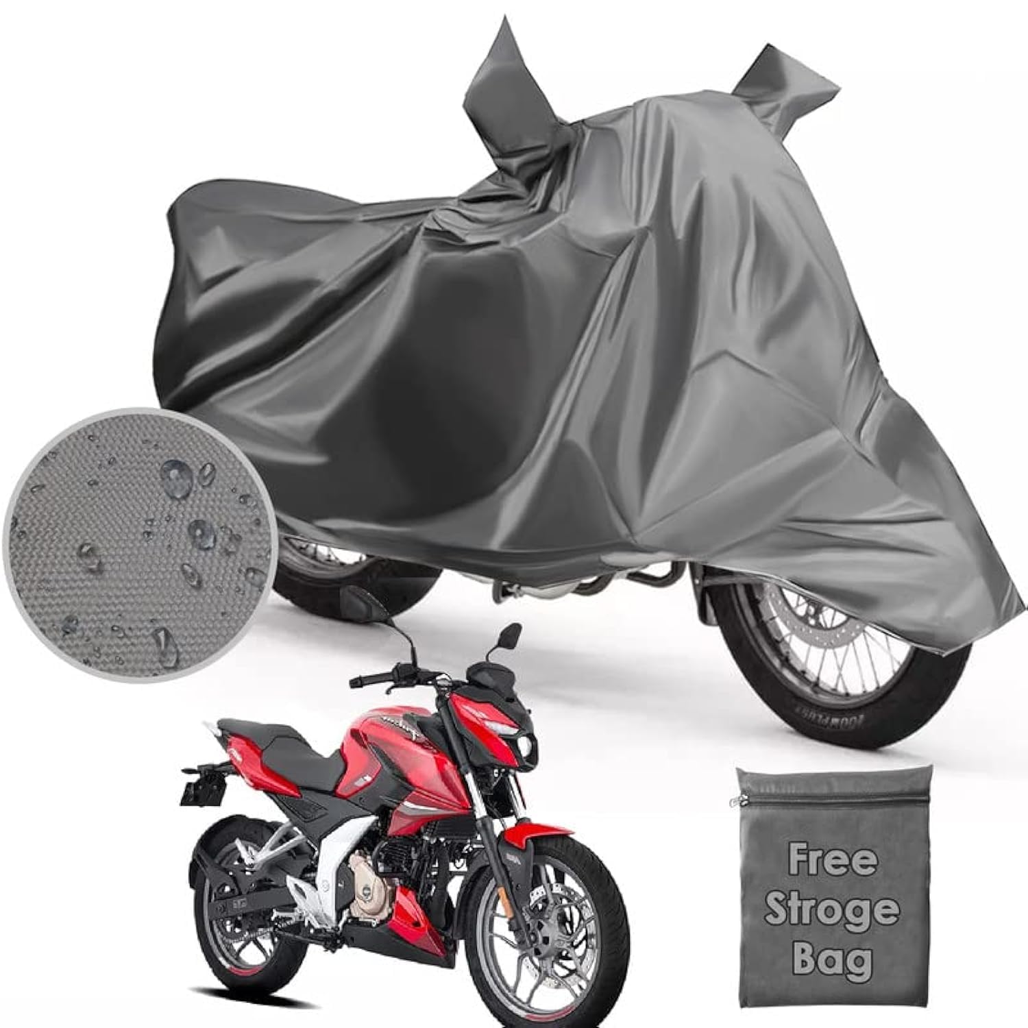 ATORAY Waterproof Bike Dustproof - UV Protection Two Wheeler Cover Compatible for Bajaj Pulsar N250 (Grey) (B09XH6X2BM) Amazon Price History, Amazon Price Tracker