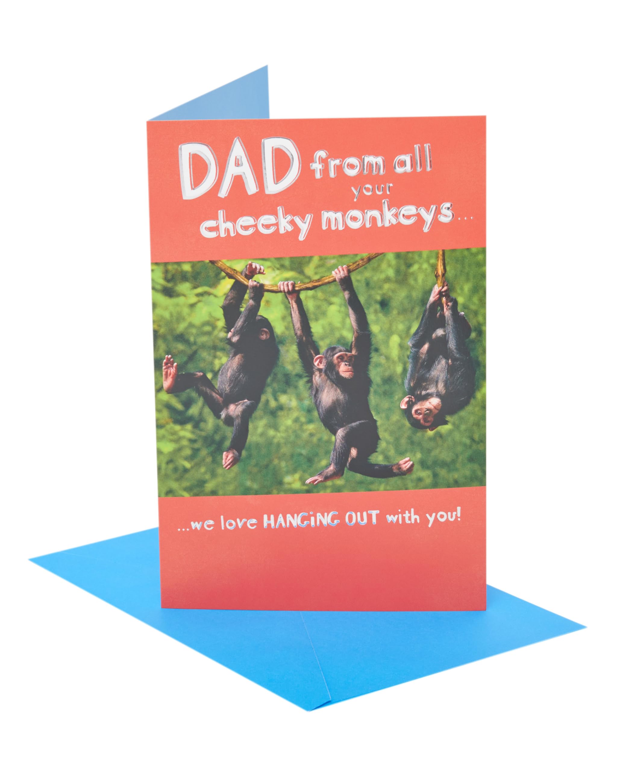 UK Greetings | Father's Day Card for Dad | Card for Dad, Grandad, Husband | Him, Boys, Men | Fun Monkeys Design | With Envelope | 149mm x 229mm