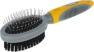 Kerbl Pet Doppelbürste mit Schutzkappen und Borsten oval, 20,5 cm