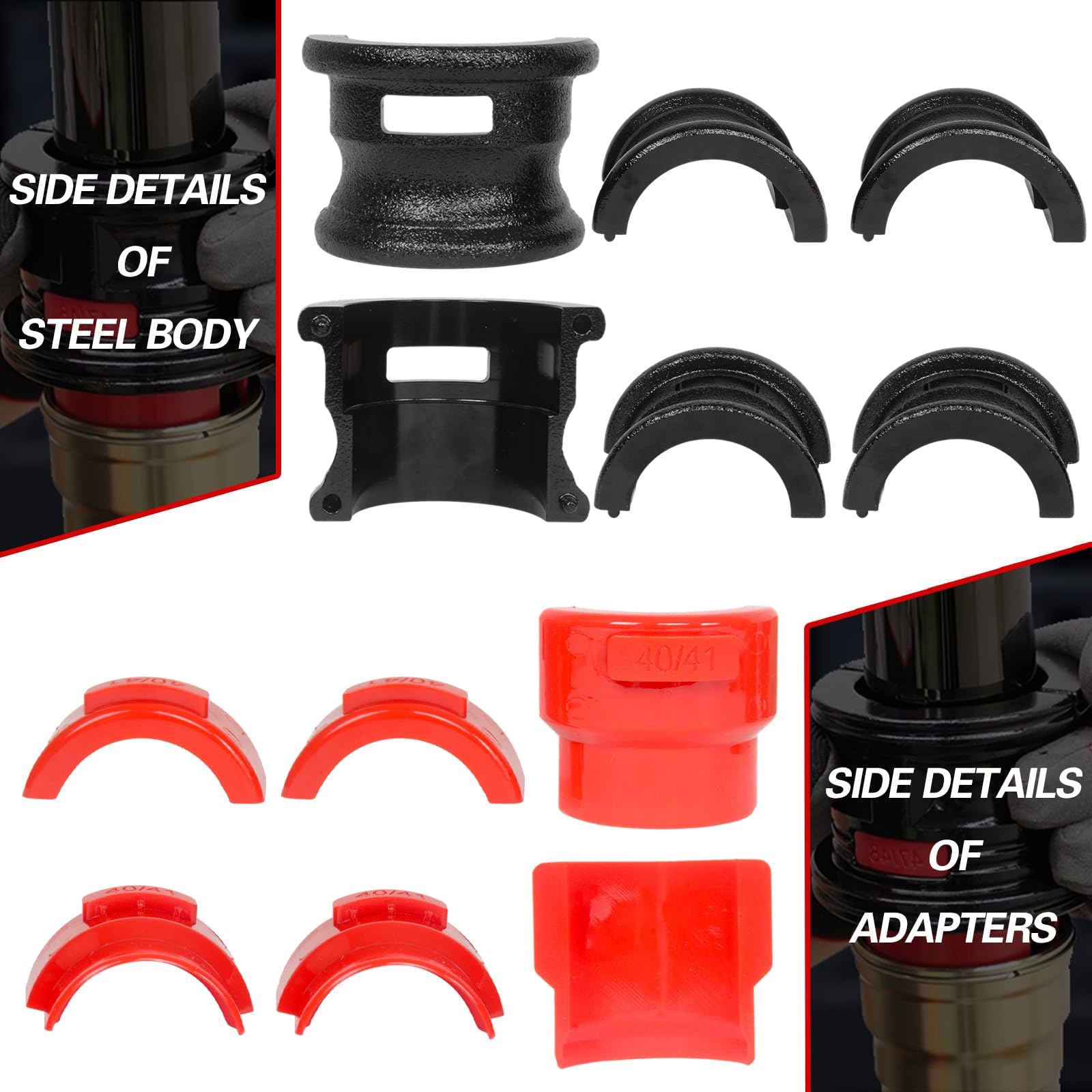 MOTO4U Kit di guarnizioni universali per forcella moto con adattatori regolabili (35-50 mm) – compatibile con moto da cross e moto