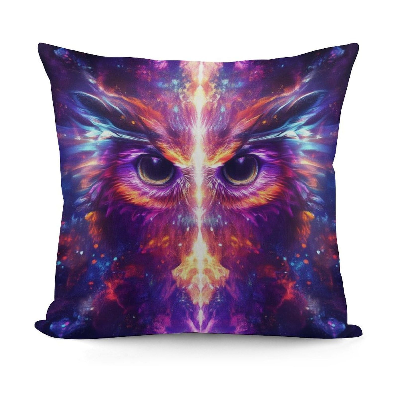Smazdfxx Picture(719) Soft Cool Space Abstract Owl Trippy Art Plush Square Cushion Case Modern Home Decor For Sofa Bedroom Throw Pillow Covers