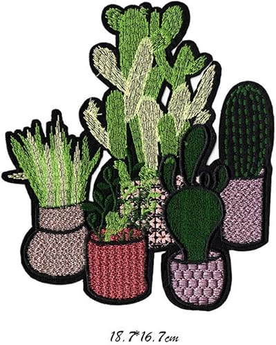 Miniatura 2 de Parches bordados de cactus 3D para planchar con flores, parques, apliques bordados para ropa, jeans, camisetas, insignias de retazo, 3 unidades