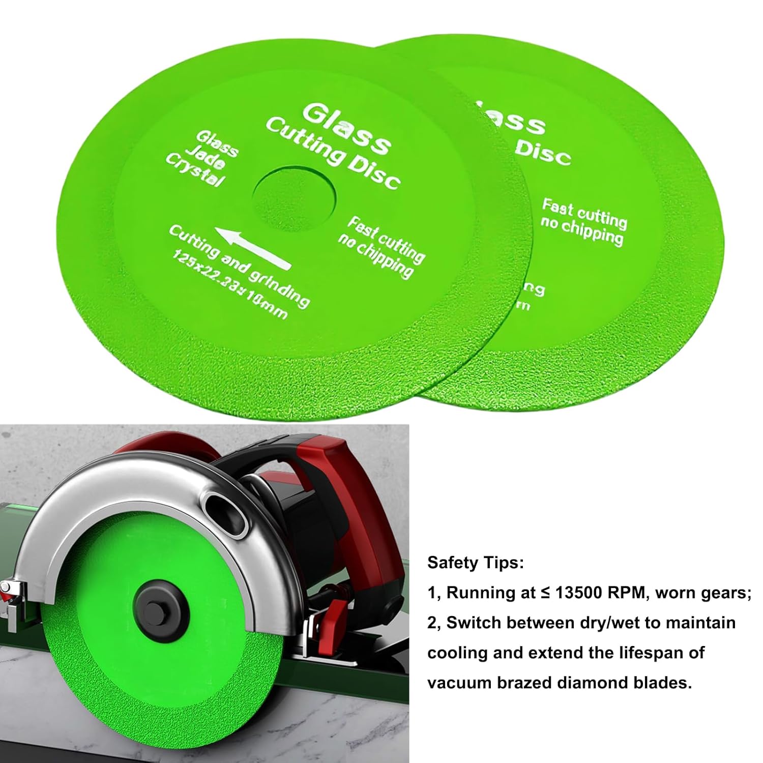 5 Pack 5 Inch Vacuum Brazed Ultra Thin Multi Pore Diamond Discs 1.0 mm Chip Free Cutting and Grinding Blade for Angle Grinder Dry Wet on Tile Glass Marble Granite Porcelain Rock Slab