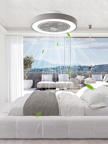 Miniatura 7 de LEDIARY Ventilador de techo de 20 pulgadas de bajo perfil con luz, ventiladores de techo sin aspas LED, ventilador de techo empotrado de montaje en