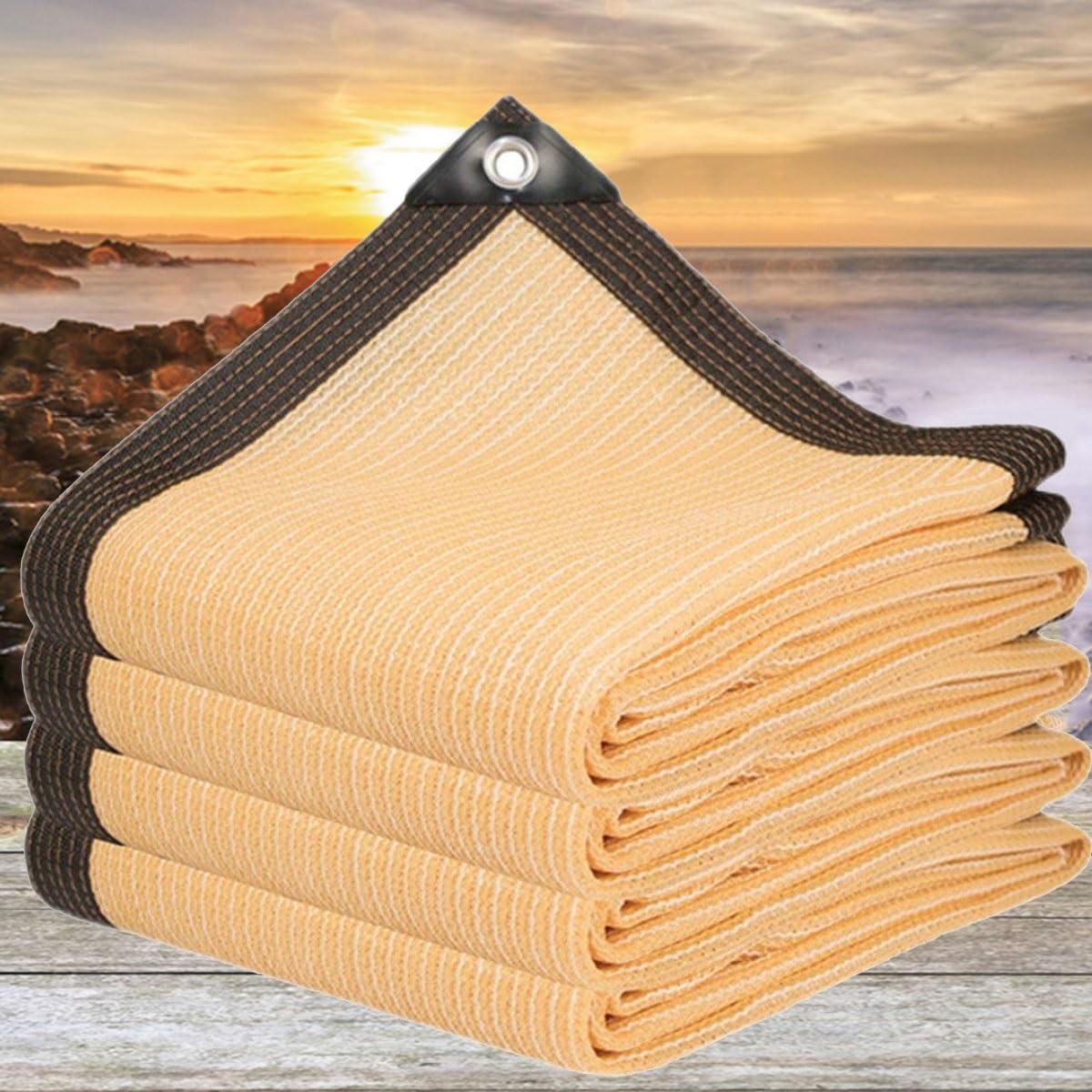 Vela De Sombra Patio Jardín Red De Sombra Beige Plantas Invernadero Malla De Sombra Red De Aislamiento Térmico Transpirable 2x2m 3x4m 4x6m 5x5m(Tamaño:3x10m(9.8x32.8ft))