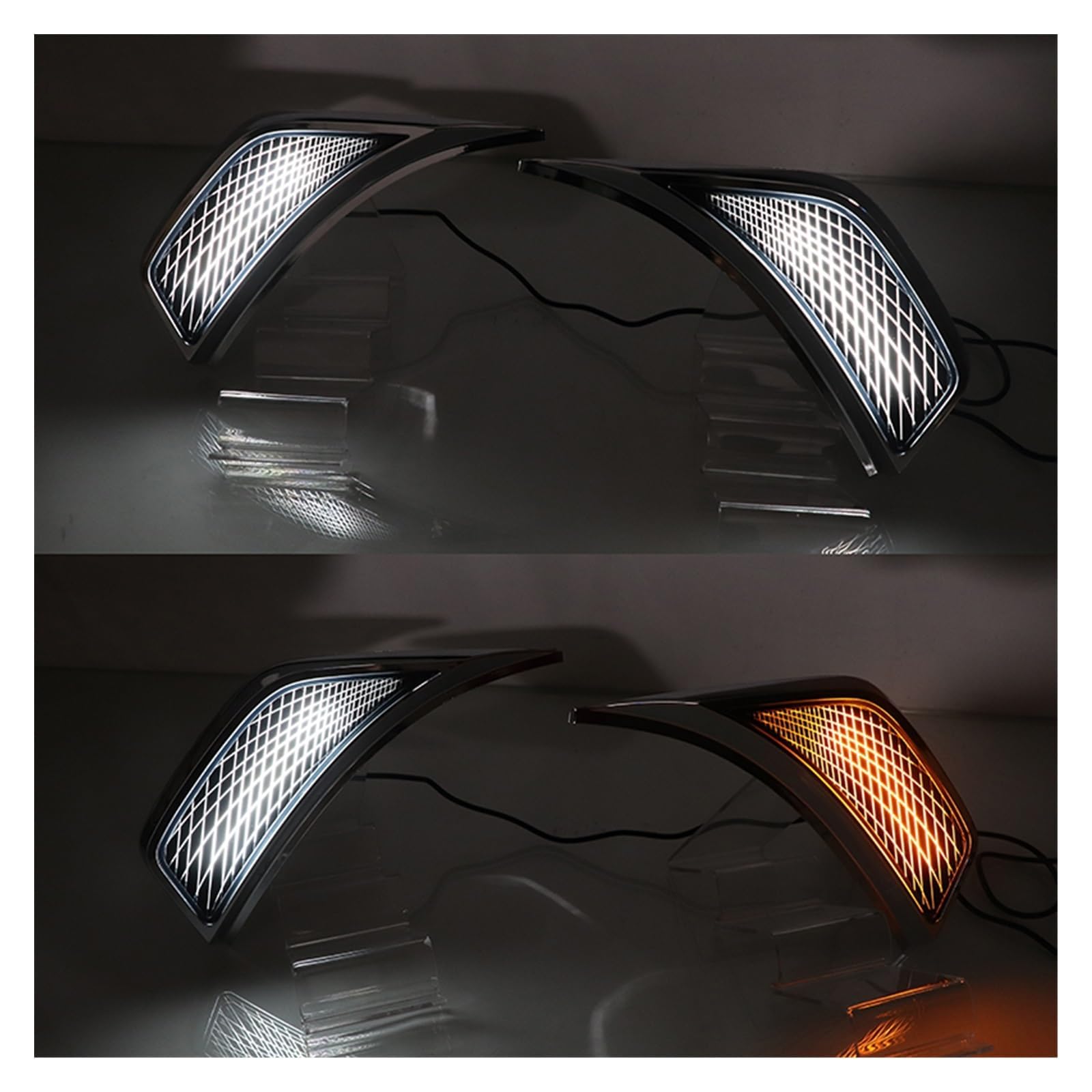 Elevador Modificado, Ahumado Brillante, Negro, Amarillo, Azul y Amarillo, Blanco y Amarillo. Luz de señal de Giro LED dinámica, luz Intermitente secuencial en el Espejo retrovisor