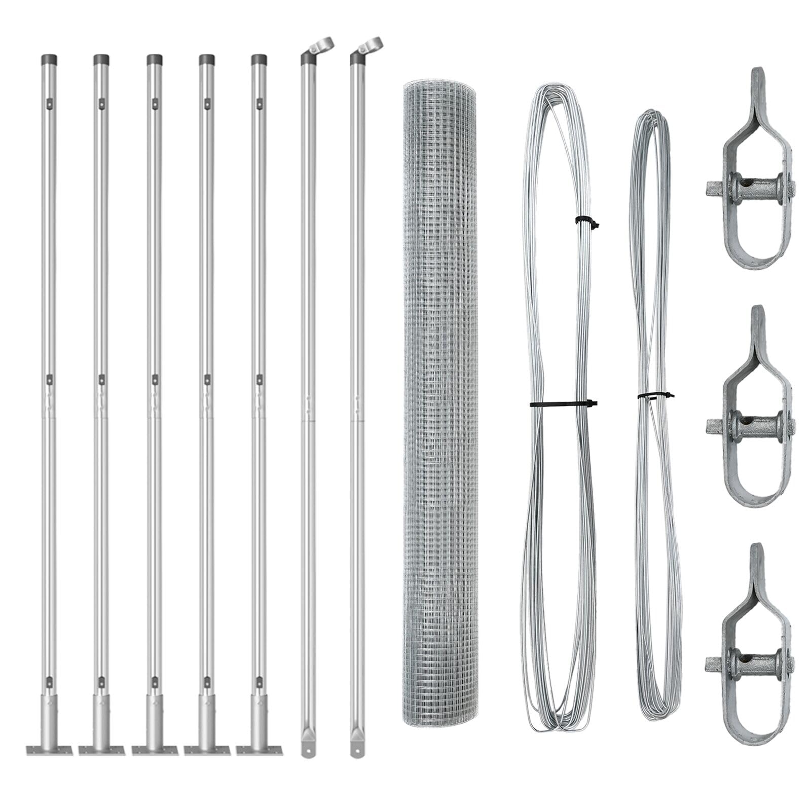 Vidaxl Galvanised Wire Fence With Flange Posts 10 X 1.2 Galvanised Steel Durable Metal Industrial Skill For The Needs Of Outdoor Fence Installation In The Garden, Durable Home Size 7