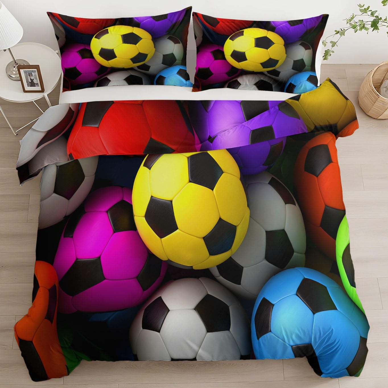 Housse de couette football 200x200 cm : le secret d'un lit double sans plis