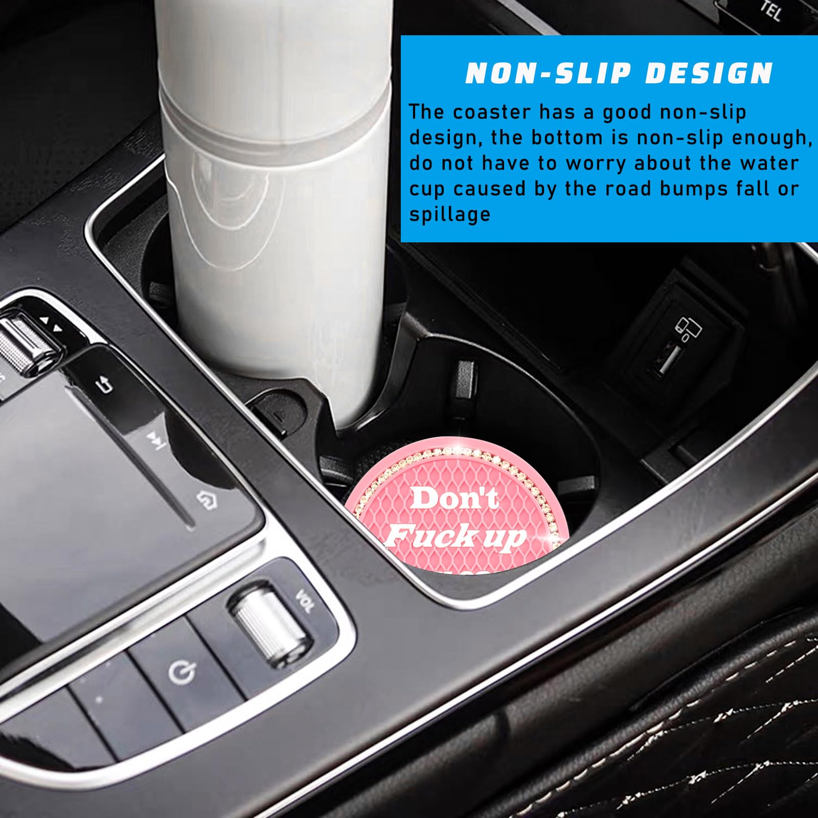 4 PCS Bling Car Cup Coaster 2 75 Inch Anti-Slip Cup Holder Insert Coasters Universal Crystal Rhinestone Auto — view 6