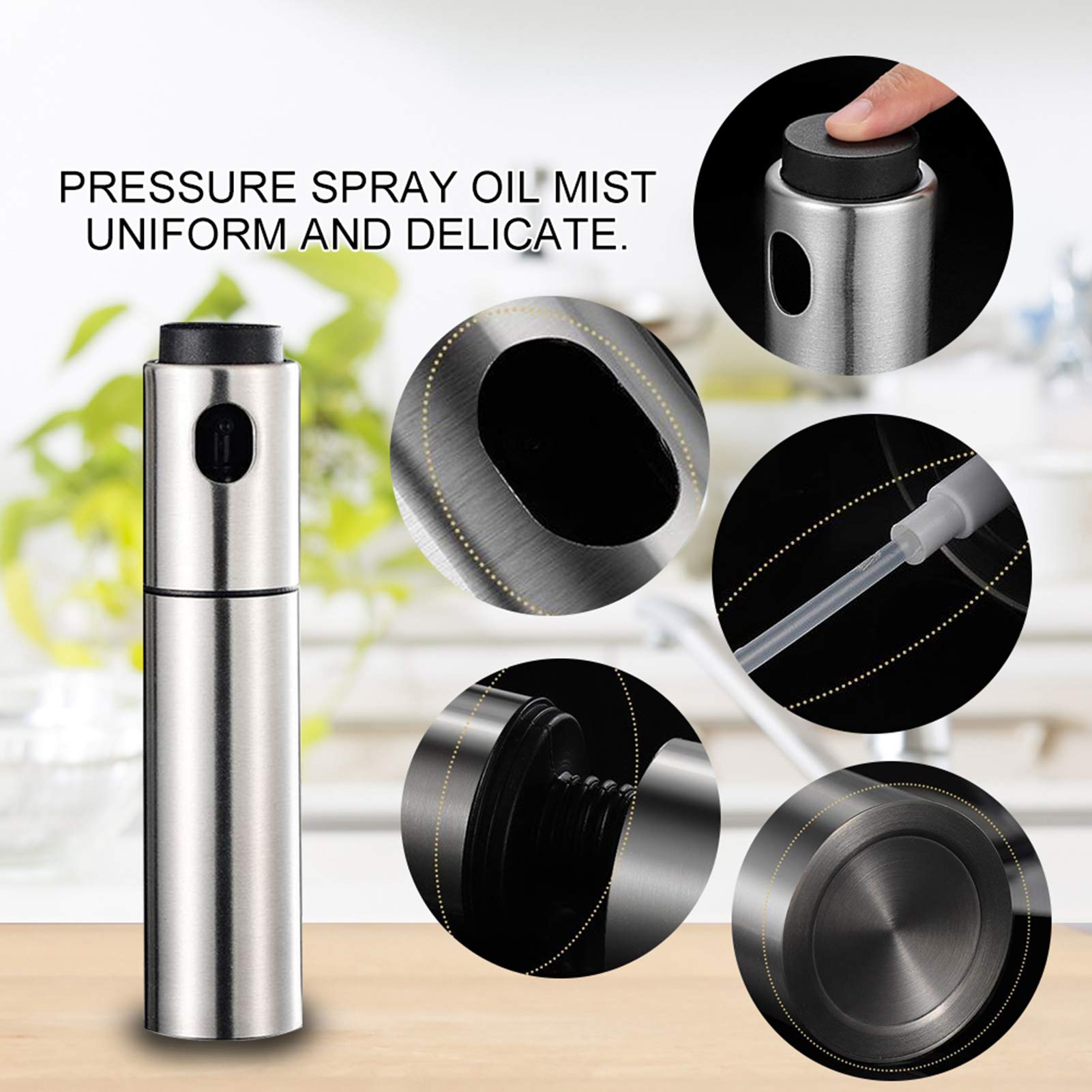 1 spruzzatore per olio, 135 ml, dispenser per aceto, in acciaio inox, ricaricabile, per barbecue, arrosti, grigliate, utensili da cucina