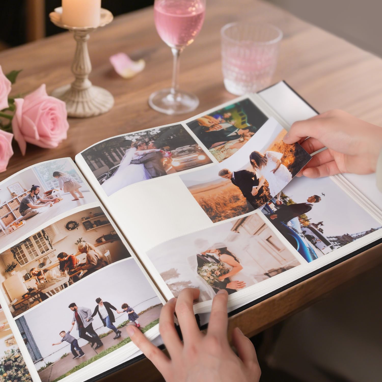 Álbum de fotos de 4 x 6 pulgadas, 500 fotos por página, 500 bolsillos, álbumes de fotos de 4 x 6 pulgadas, cubierta de tela de lino, álbum de fotos grande para recuerdos familiares de boda