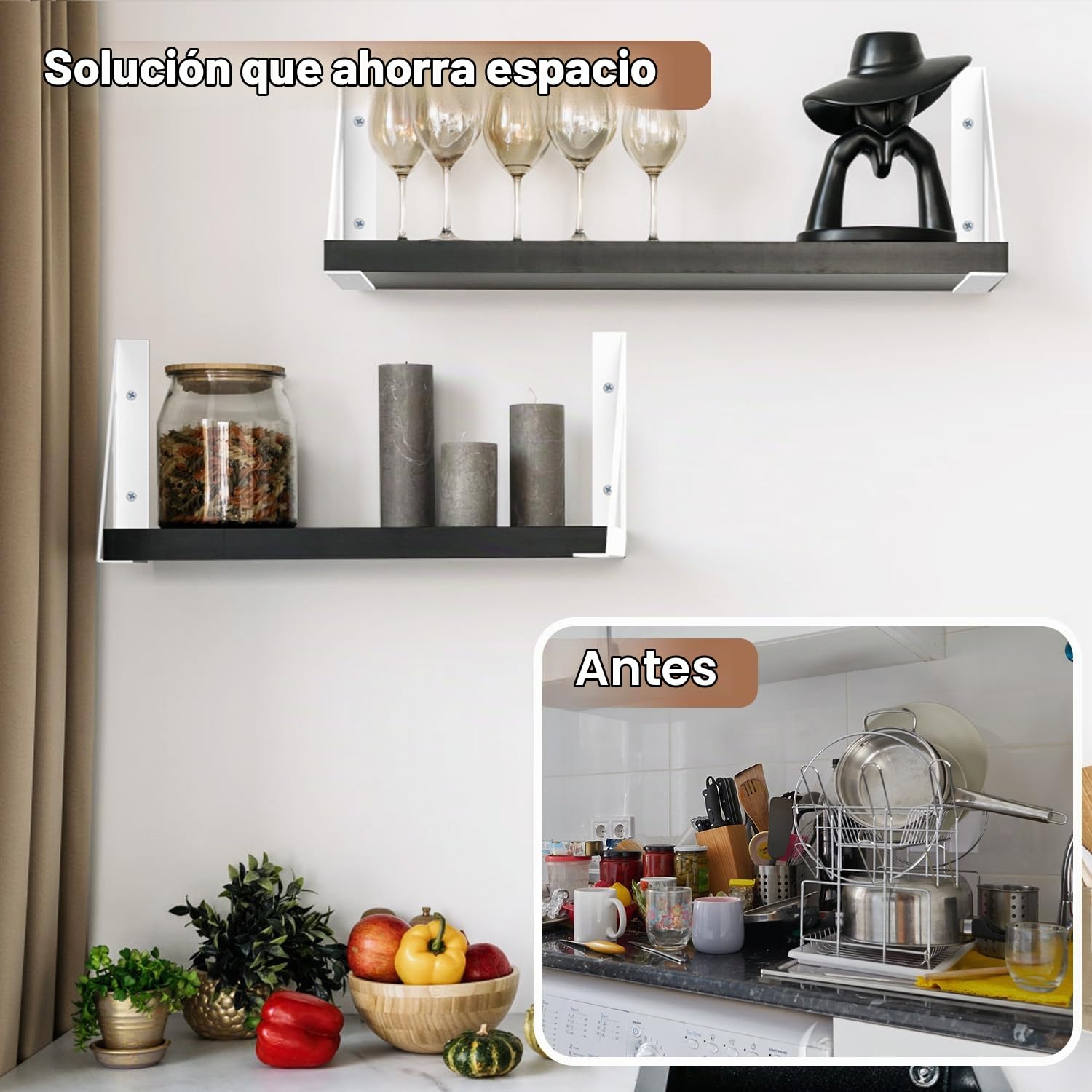 Soportes de estantería de 20 cm, 4 unidades, capacidad de carga de hasta 70 kg, para montaje en pared, para taller, garaje y oficina en casa