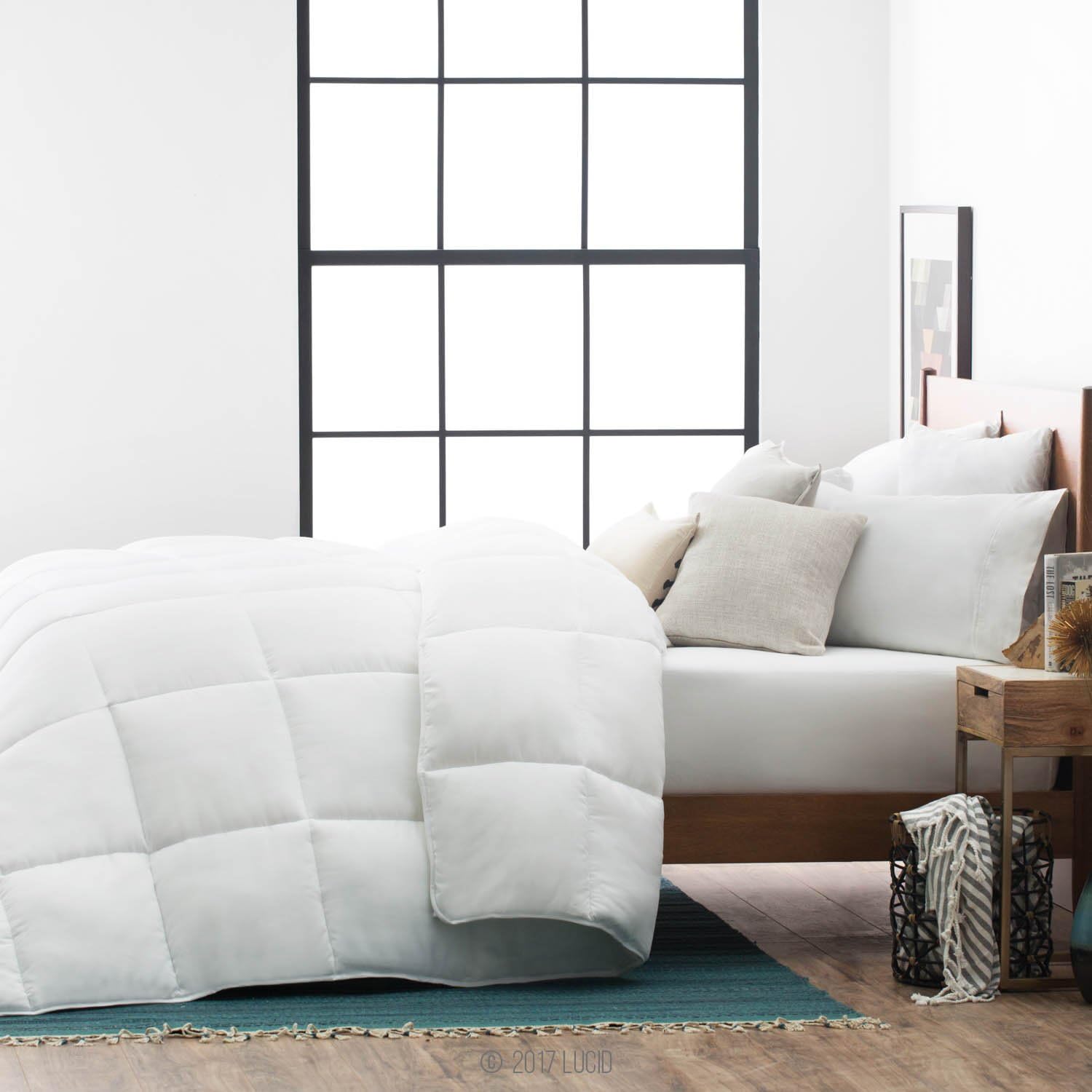 Tор Rаtеd LUCID - LU70KKMICO Alternative Comforter-Hypoallergenic-All Season-400 GSM-Ultra Soft and Cozy-8 Duvet Loops-Box Stitched-3 Year Warranty-Machine Washable-King-White, King