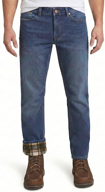 Weatherproof Vintage Fleece Lined Jeans Men - Regular Fit | Soft & Warm, Cold Weather Insulated Fleece Winter Pants for Men