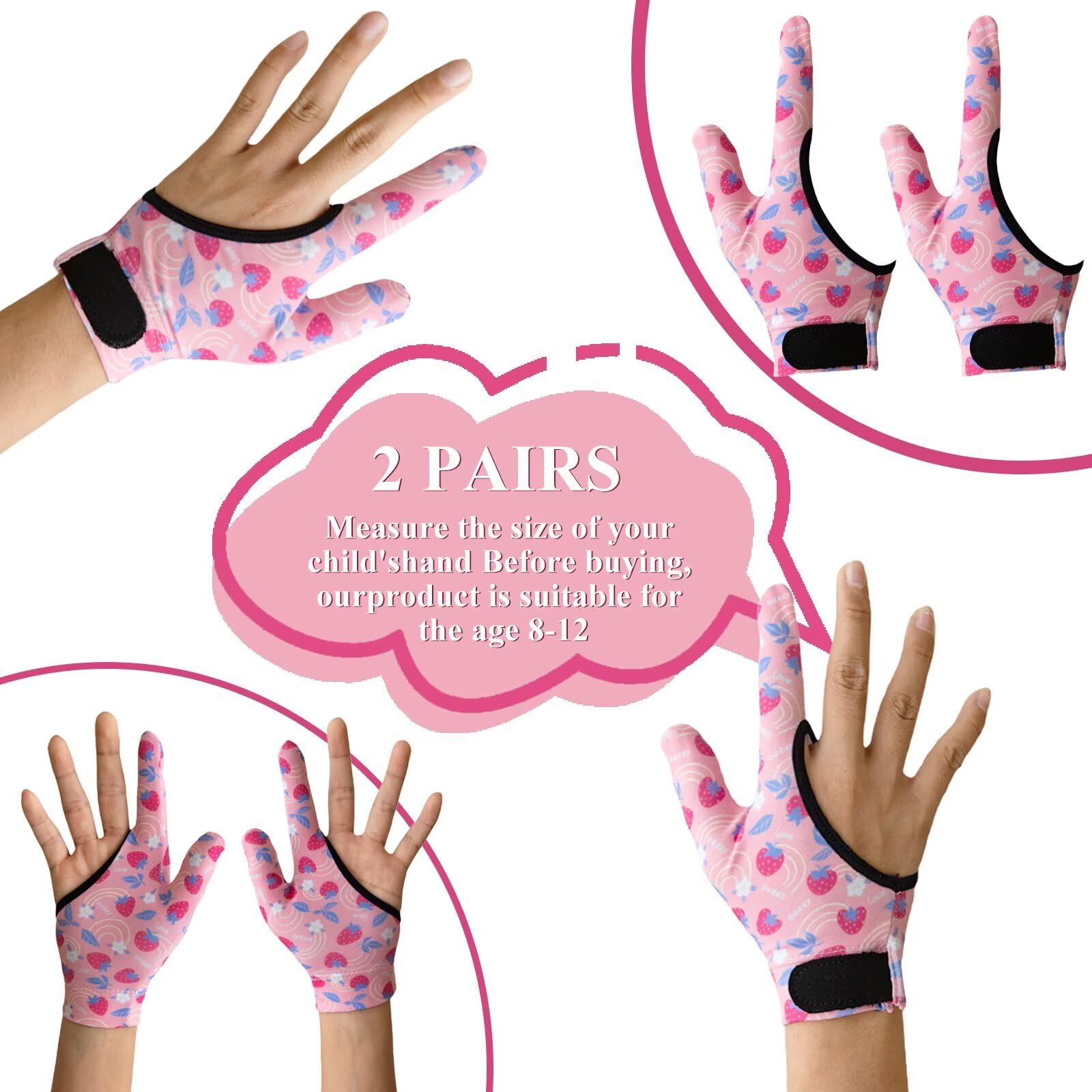 4pcs Thumb Sucking Guard Gloves Kids Anti Thumb Sucking Glove Chewy Compression Thumb Sucking Stop Nail Biting Finger Biting Glove for Kids Thumb Guard for Ages 5-12
