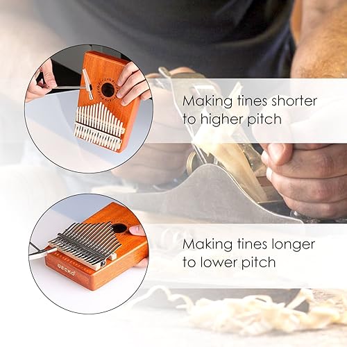 Miniatura 8 de GECKO Kalimba de 17 teclas, piano de pulgares, EVA integrada en la caja protectora de alto rendimiento, martillo de afinación e instrucciones de