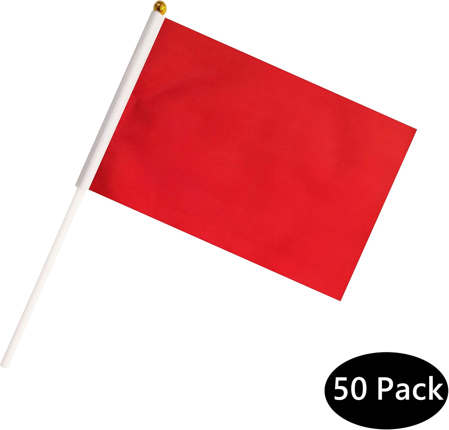 Red Stick Flags,50 Pack Hand Held Small Mini Solid Flag On Stick,5x8 Inch Outdoor Decoration,Party Decorations,Supplies for Parades, Festival Events Celebration (Red) image 3