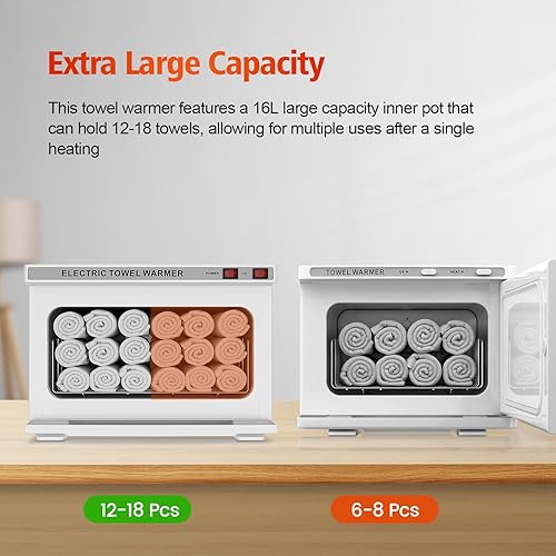 Miniatura 3 de Calentador de toallas, calentador de toallas profesional de 16 L, uso de calefacción para spa, masaje, salón, peluquero y hogar, color blanco